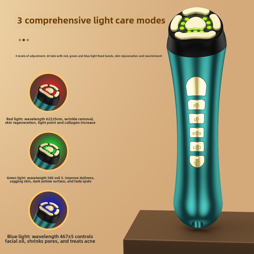 Household Iron Beauty Instrument Skin Rejuvenation Micro-current Light Pattern Red and Blue Light Massage Lifting Radio Frequency Beauty Instrument