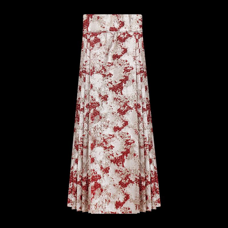 HECO New Chinese Style Embossed Horse Face Skirt