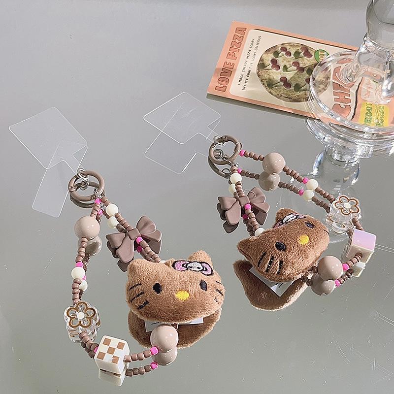 Kawaii Colorful Beaded Keyring Cute Cartoon Phone Strap Wrist Strap Backpack Pendant Ornament Girl Gifts