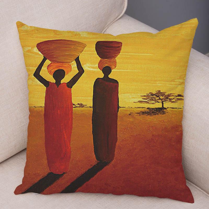 Abstract Painting African Living Pillowcase Woman Home Decor Gallery Exotic Cushion Cover