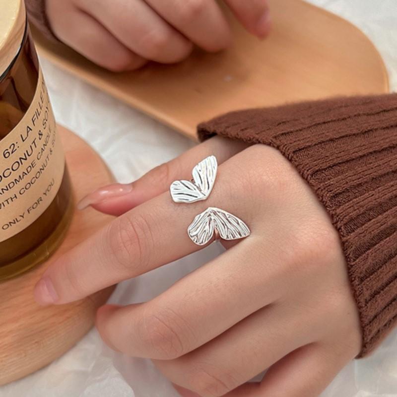 Silver Liquid Butterfly Ring for Women Elegant Wedding Ring Party Jewelry Accessories