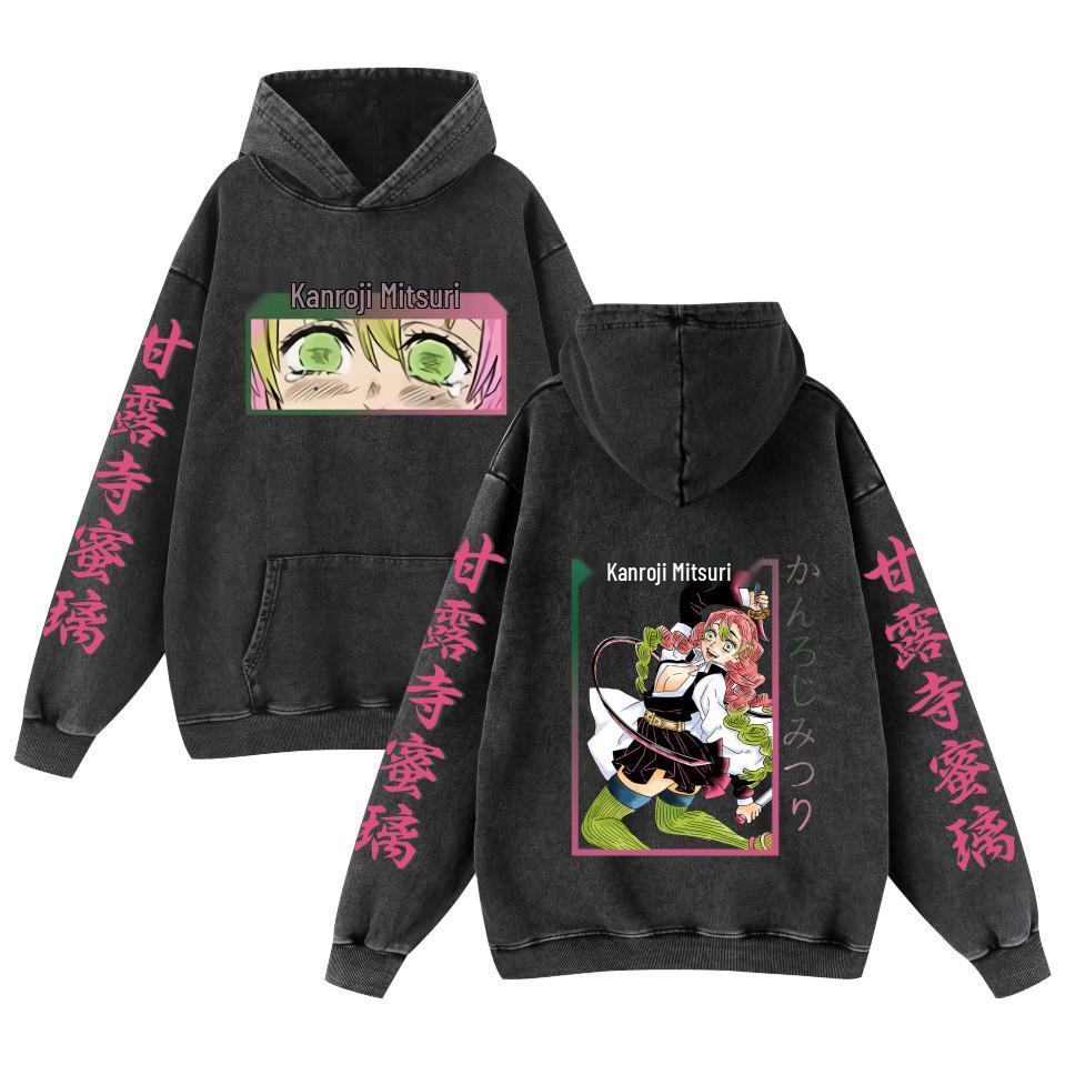Demon Slayer Washed Retro Distressed Cotton Unisex Hoodie