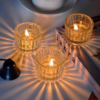 2 Stück Glas Teelichthalter Klein Klar Mini Kerzenständer Tischdekorationen Heimdekorationen für Hochzeit Festival Geburtstag
