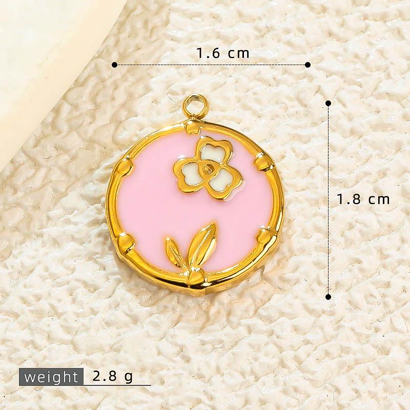 French Drip Flower Oil Painting Pendant Necklace & Heart Earring Charms in Stainless Steel - DIY Titanium Jewelry Accessories for Women