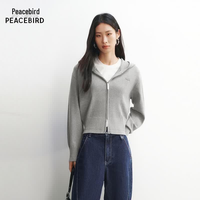PEACEBIRD Women s Hooded Knit Cardigan A3EDG1334 S