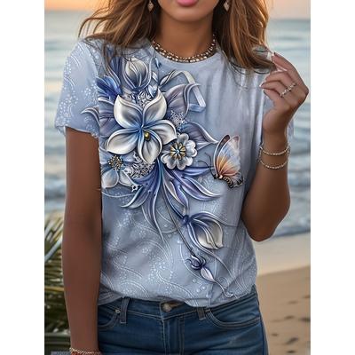 T-shirt femme manches courtes imprimé col rond vêtements grande taille mode décontractée