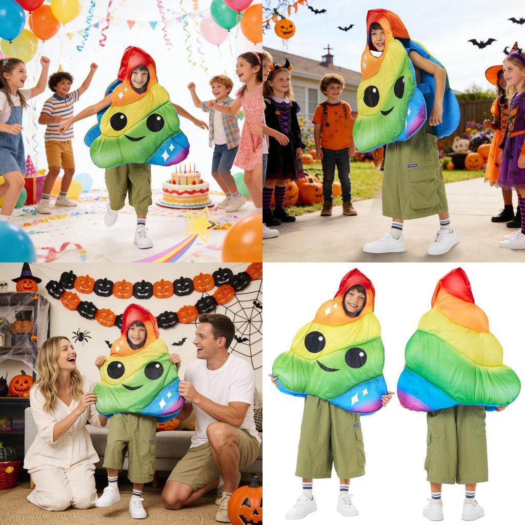 Halloween Kids Costume With Colorful Poop Design For School Events And Festive Parties
