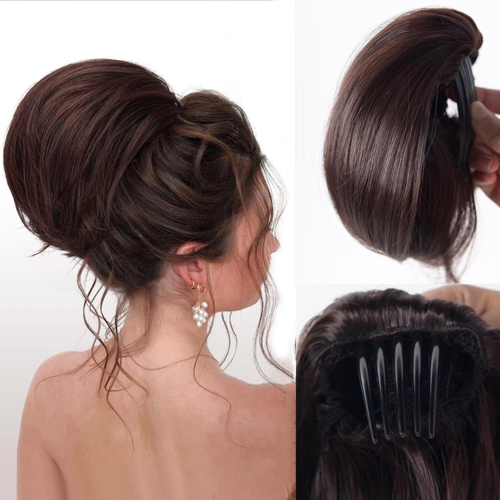 Perruque queue de cheval de 15 cm, style européen et américain, avec peigne à boucle intérieure