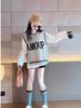 2025 Spring & Autumn Girls' Fashionable Knitted Vest and Top Set