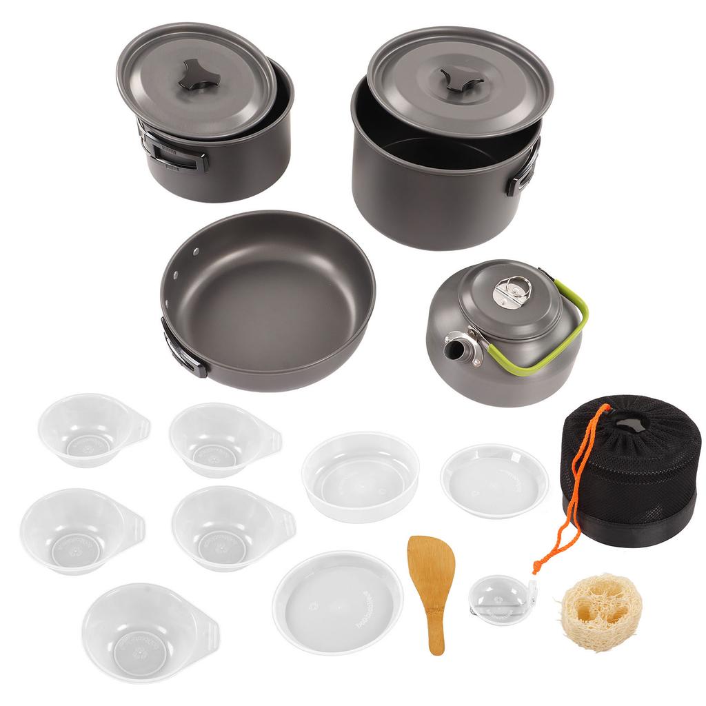 Camping Cookware Kit Portable Practical High Hardness Anti Scald Pot Kettle Set for Outdoor Picnic