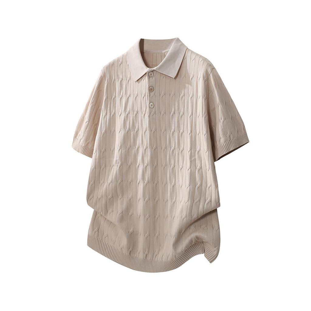Summer 2026 Men's Loose Japanese Style Knitwear - Short Sleeve Trendy Design