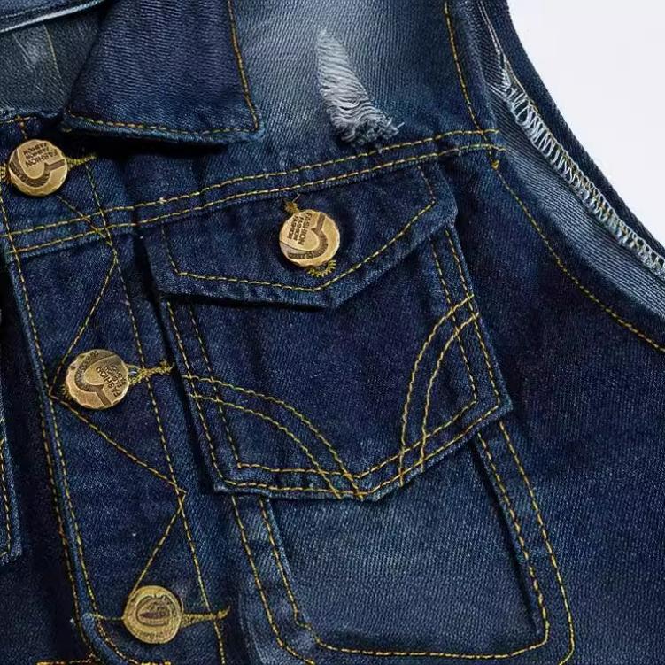 Slim Trend Men's Denim Vest Large Size Denim Vest Waistcoat Ripped Casual Vest