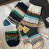 American Light Luxury Retro Ethnic Style Thick Line Kaji Street Style Couple Medium Tube Stacking Socks Children