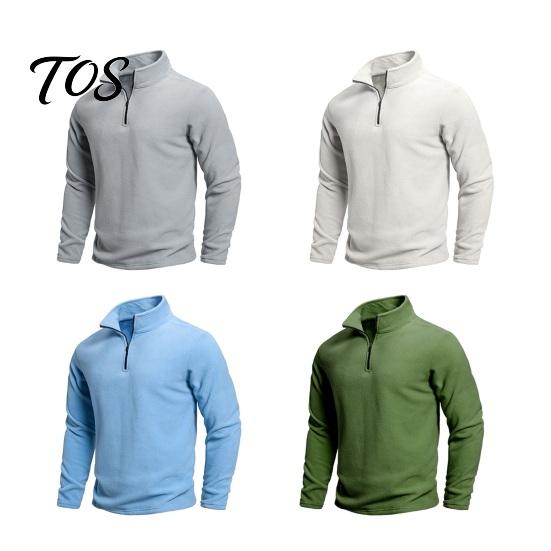 Winter Warm Clothing Men Quarter-Zip Sweatshirt, Long Sleeve Mock Neck Pullover Top, Solid Casual Color Tops Sweatshirt for Golf Office Street