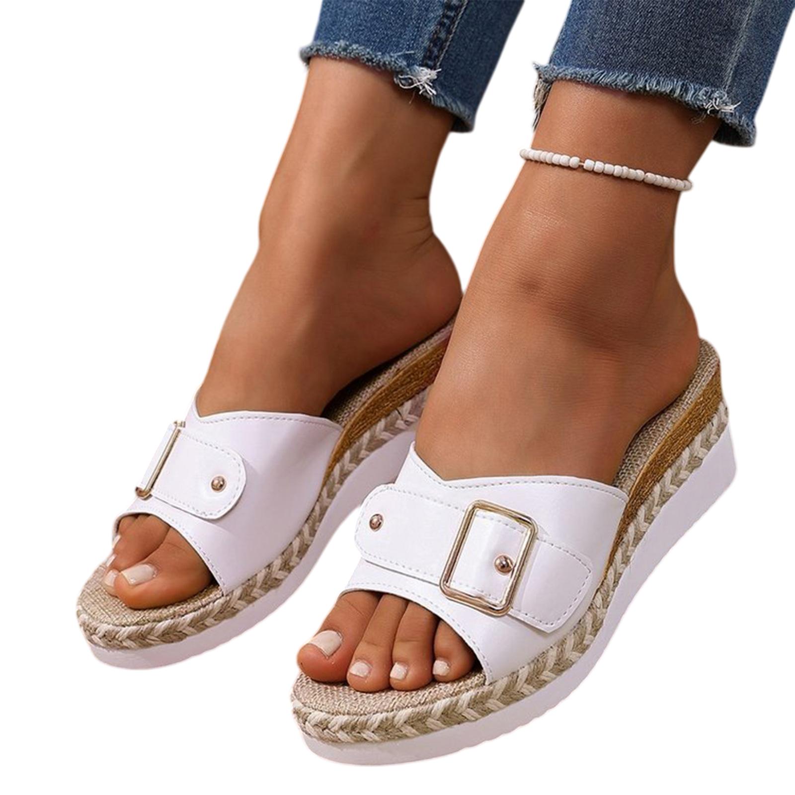 

Sandals Women Summer Orthopedic Shoes Thick Sole Roman Sandals Comfortable Wide Foot Beach Sandals Soft Insole Sandals Casual Summer Shoes 36 білий