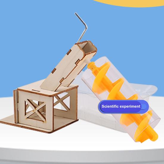 DIY Archimédův šroub Zvedák vody Dřevěná STEM Vědecká sada pro děti Ruční klika Model hydraulického inženýrství Vzdělávací fyzikální experiment
