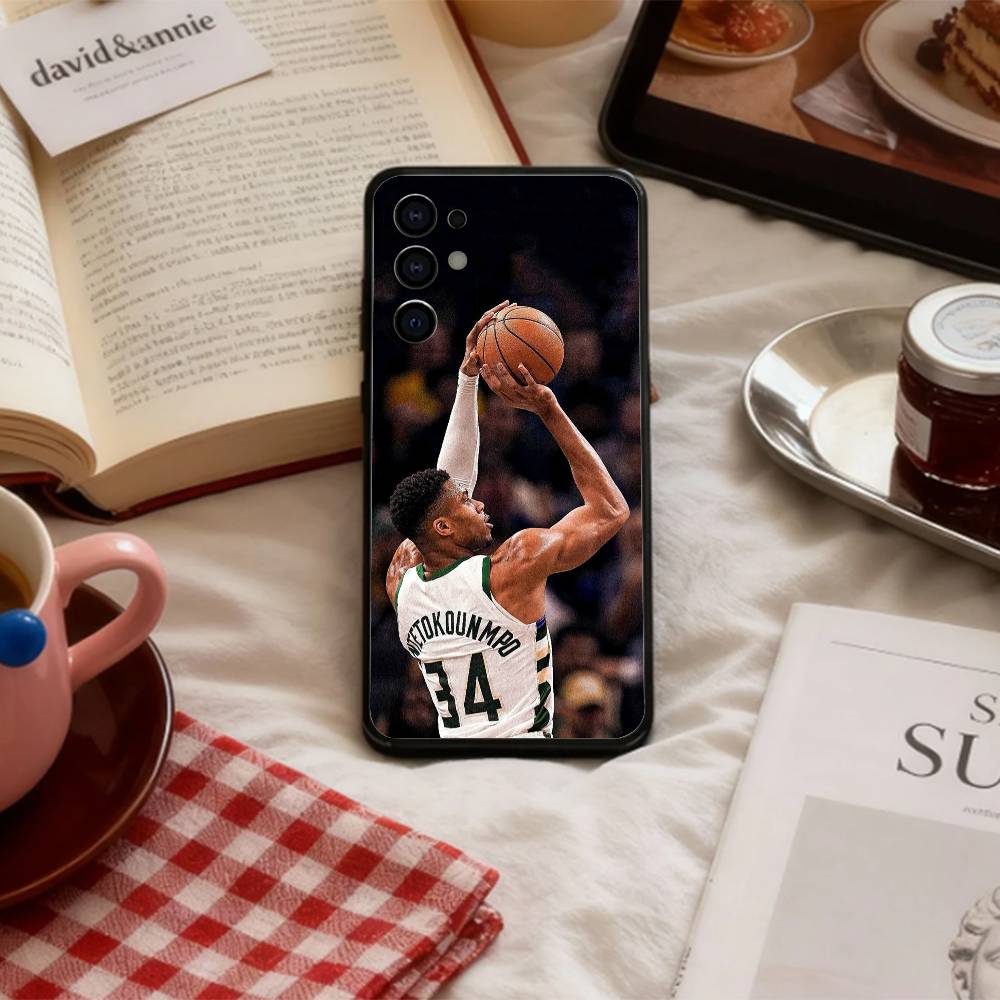 Custodia per Telefono Giannis Antetokounmpo 34 Per Samsung S 25,24,23,22,30,21,10,9,Ultra,Plus,Lite,FE,4,5 G Custodia Morbida Nera