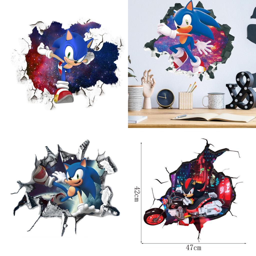 Sonic The Hedgehog Wall Sticker Cartoon Decor For Kids Bedroom Wall Art