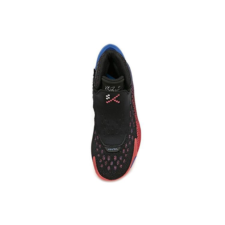 Zapatillas de Baloncesto de Caña Alta Transpirables Resistentes a la Abrasión Anta KT5 para Hombre Rojo Azul Negro 11941101-2