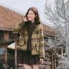 Betu Women's Winter Plaid Wool-Blend Padded Short Coat
