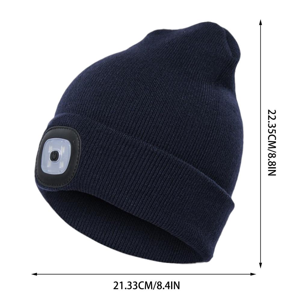 LED Light Beanie Hat with Built-In Rechargeable LED Light for Outdoor Activities Winter Warm Knit Cap for Men Women