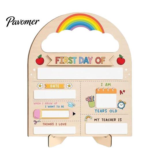 Wooden Message Board for Classroom First Day of School Board, Reusable Erasable Chalkboard Design, Creative Ornaments Stable Base Photo Prop