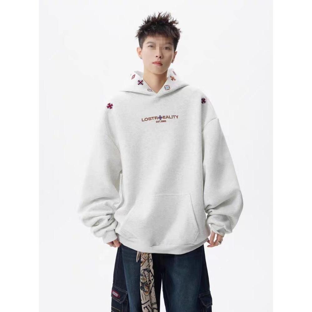 Unisex Designer Embroidered Ethnic Hooded Sweatshirt - Trendy, Versatile, and Loose Fit for Autumn
