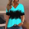 New Vintage Striped 3d Print T-shirt Women Fashion Gradient V-Neck Short Sleeve Basic T Shirt Summer Oversized Tops Tees Female
