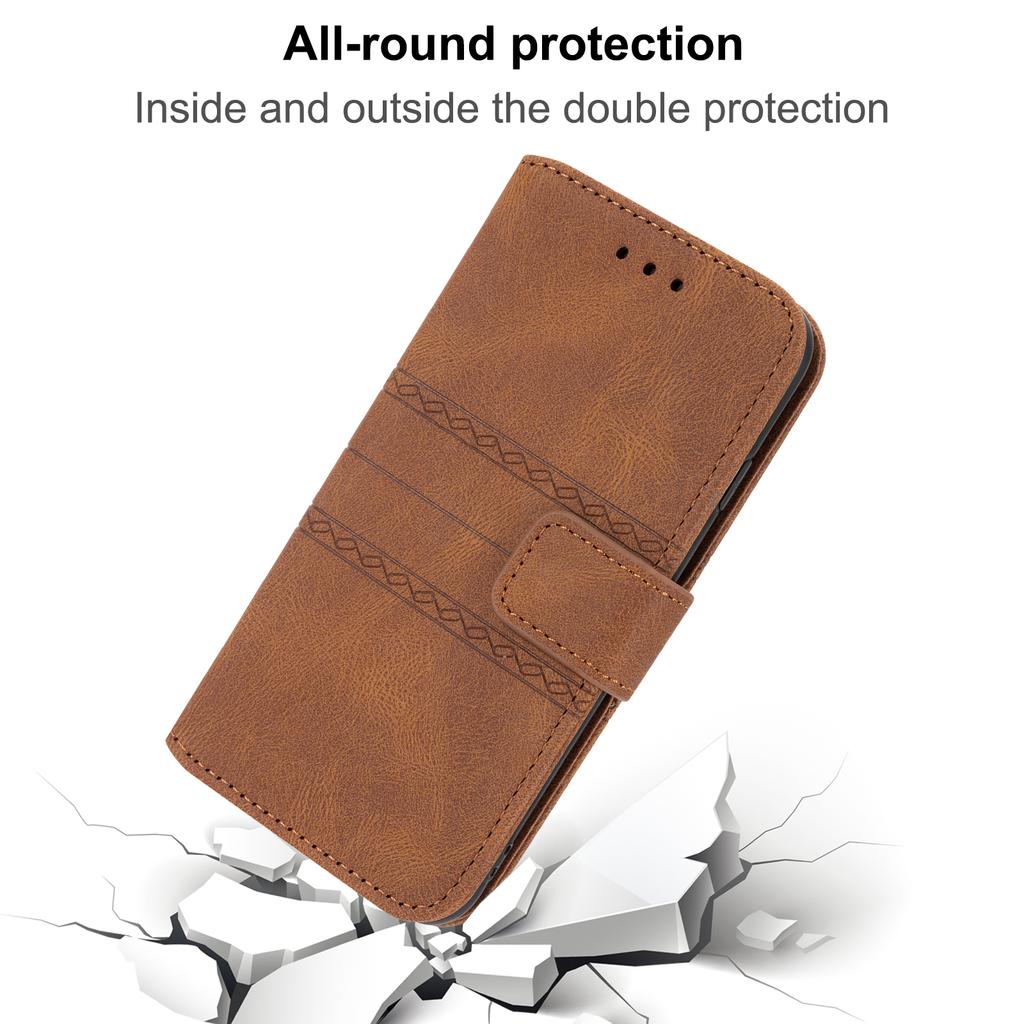For Xiaomi Redmi 15C 4G (Global) (171mm)/Poco C85 4G (171mm) Case Wallet Skin-Touch Leather Imprinted Phone Cover with Wrist Strap