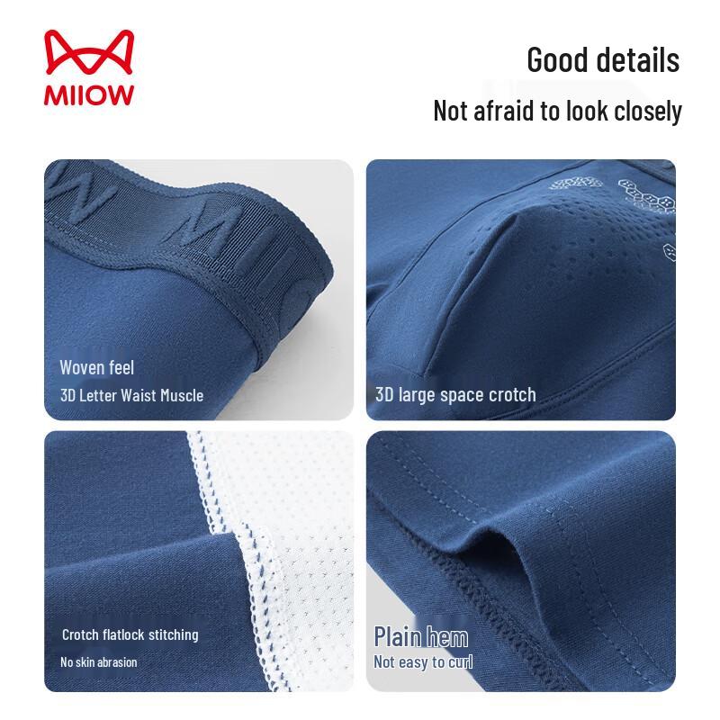 MaoRen Men's 80-Count Combed Cotton Antibacterial Boxer Briefs 4-Pack