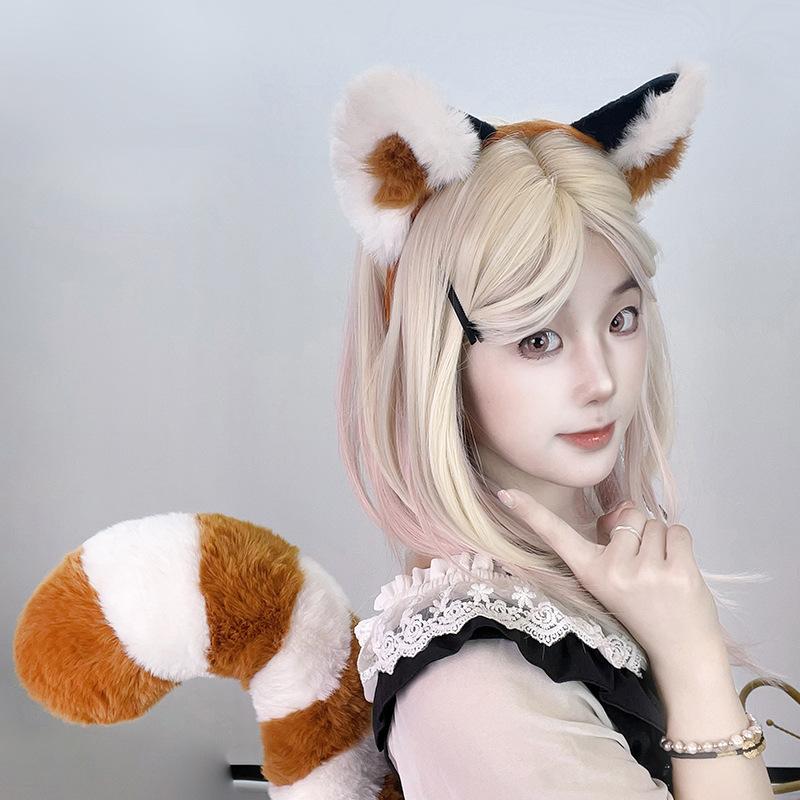 Halloween Animal Headband Red Panda Headband Masquerade Party Performance Props Red Panda Ears Tail