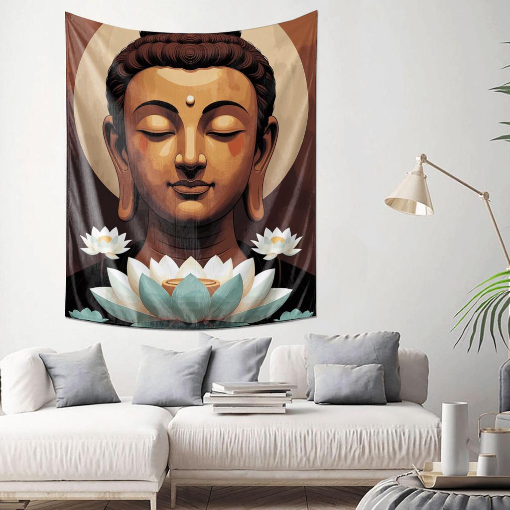 Lotus and Buddha Wall Decorative Hanging ClothPaintingTapestry