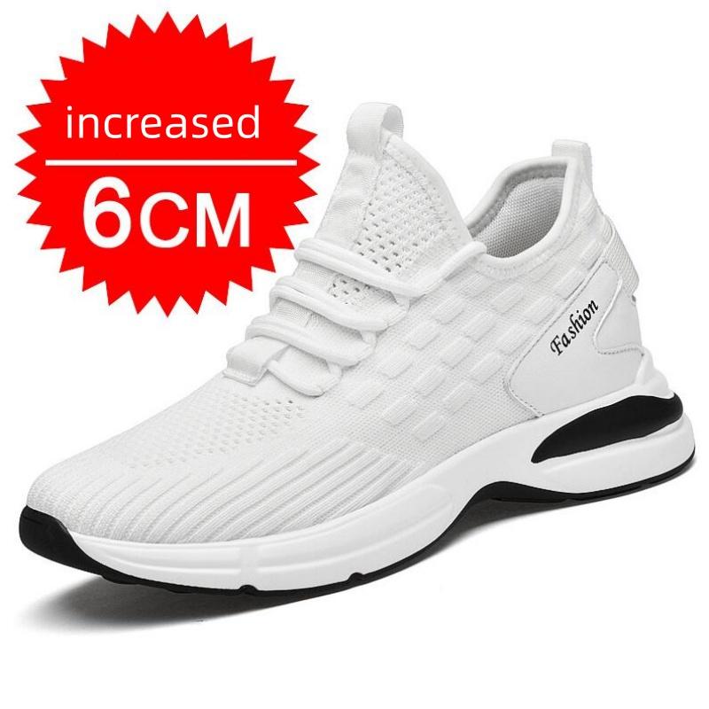 Atmungsaktive Mesh-Aufzugsschuhe für Herren 6cm 8cm 10cm Unsichtbare Höhensteigerung Sommer Weiße Sneaker Lässige Canvas-Schuhe