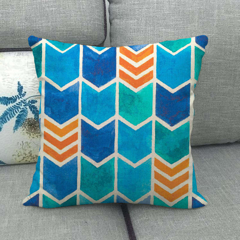 Geometric Triangular Wave Pattern Digital Printing Short Plush Pillow Covers For Car Sofa Office Cushion Cover Home Goods