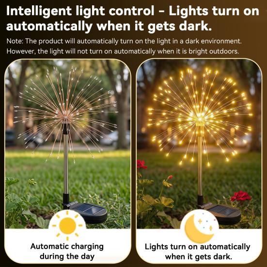 Solar Dandelion Garden Light, Outdoor Solar Powered Dandelion Lamp with Stake, Waterproof Solar Pathway Light for Yard Lawn