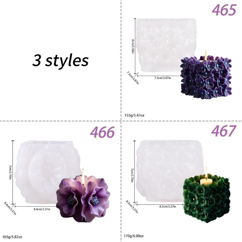 Flower Embossed Cubic Silicone Candle Molds Baking Mould for Epoxy Resin Making Candle Soap Chocolate Home Decoration