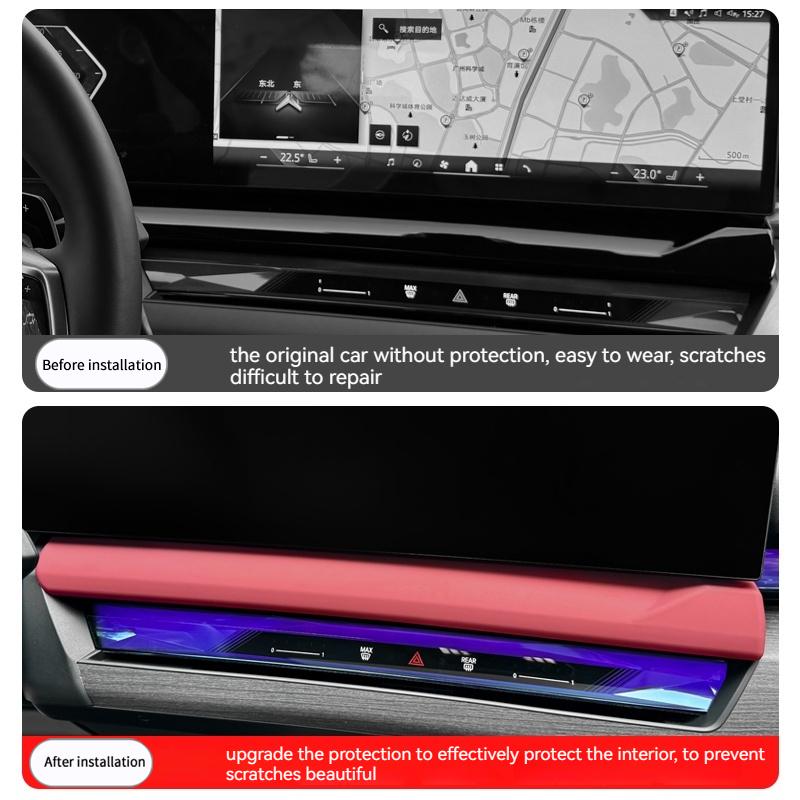 Leather Material Car Center Console Navigation Screen Lower Panel Decorate StickerFor BMW 5 Series G60 2025-2025 Car Accessories