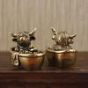 Vintage Brass Highland Cattle Tea Pet Desk Ornament Creative Home Office Decor Unique Gift