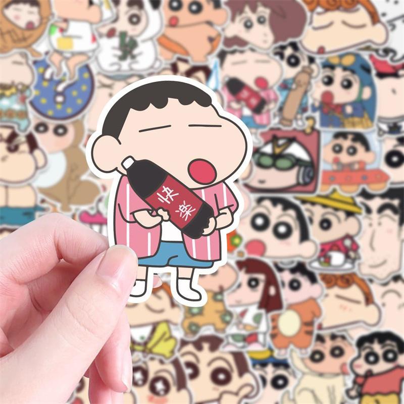 100Pcs Cartoon Anime Cute Crayon Shin Chan Stickers For Car Laptop Phone Stationery Waterproof Decals Decorative Anime Stickers