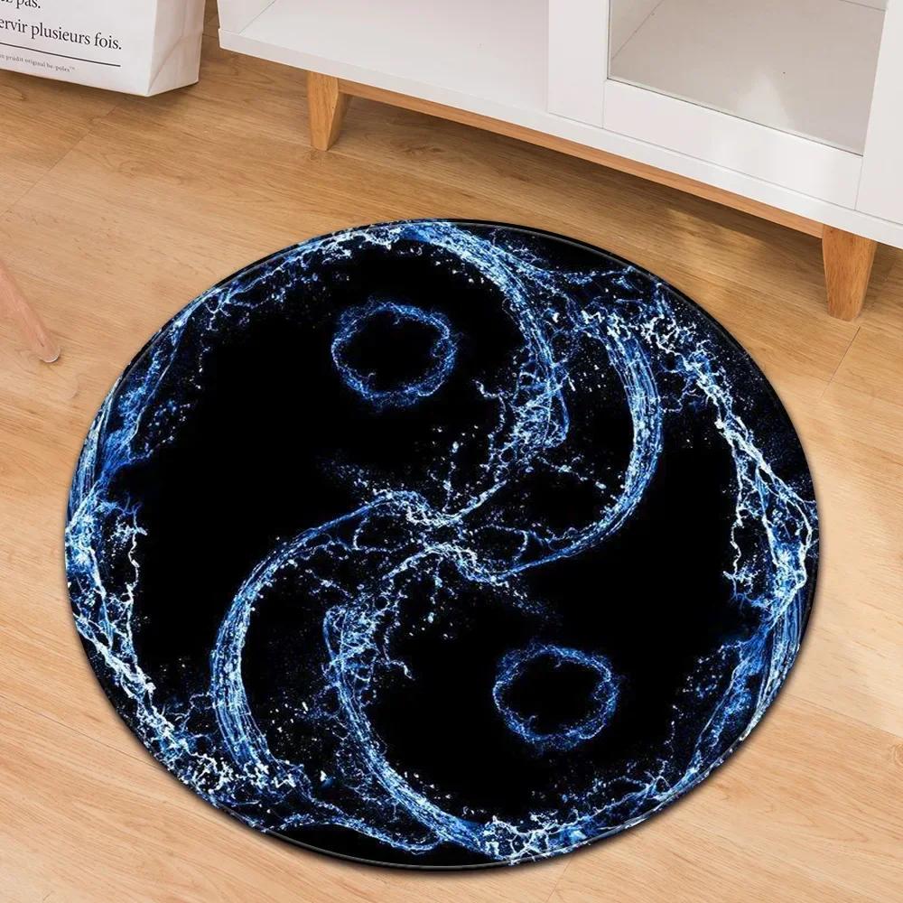 Yin Yang Tai Chi Round Carpet Flower of Life Gym Carpets Circle Rug Indian Buddha Yoga Meditation Mats Non-slip Chair Mat Decor