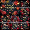 Mocsicka Happy Valentine's Day Photo Background Flowers Door Red Rose Love Wallpaper Decorations Adult Princess Wedding Backdrop