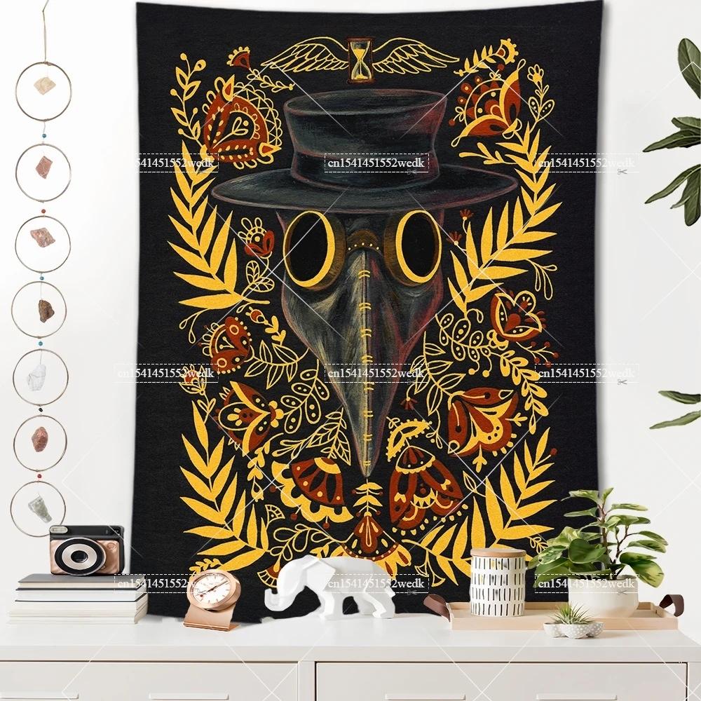 Raven Norse Folk Tapestry Medieval Animals Birds Tarot Tapestrys Room Decor Aesthetics Landscape Art Posters Background Cloths