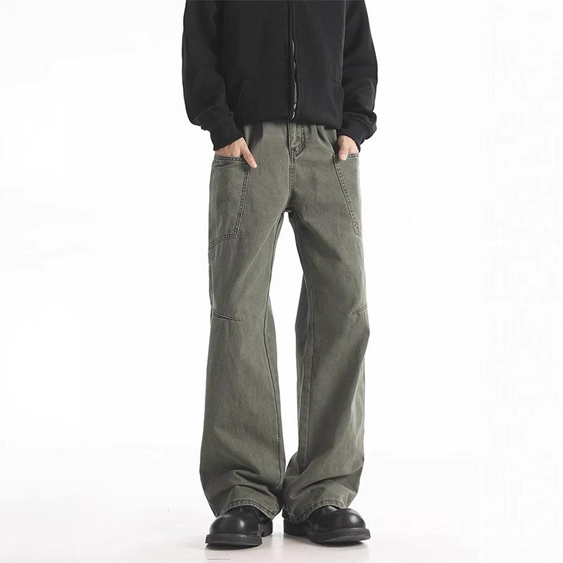 American retro lumberjack jeans men's autumn trendy brand design sense loose casual cleanfit straight pants