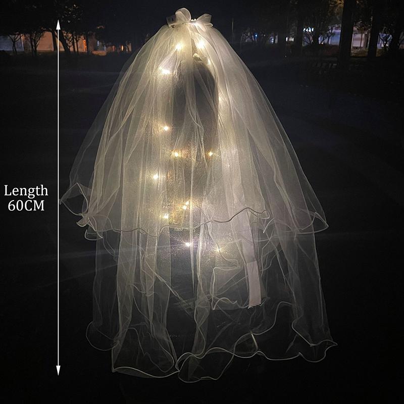 

1 шт. светящаяся свадебная фата со светодиодной подсветкой бант жемчужная фата светится в темноте вечеринка сувенир свадьба день рождения вечеринка косплей аксессуары для волос