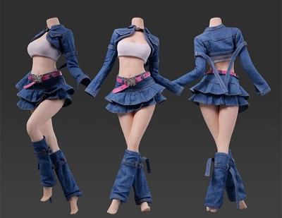 VSTOYS 24XG104 Sexy Fashionable Beautiful Woman Trendy Denim Outfit Set for Scale Action Figures and Head Not Compatible with TBLeague and Other