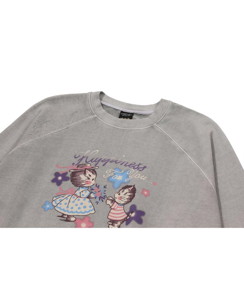 CPGN STUDIO Happy Tommy Raglan Pigment Sweatshirt Ghost Grey