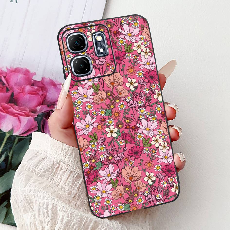 For Infinix Hot 50i Case X6531 New Fashion Flower Love Heart Pattern Soft Silicone Cover For Infinix Smart 9 Smart9 X6532 Bumper