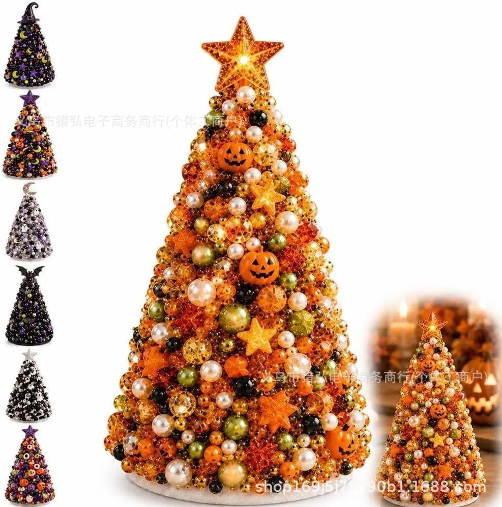 DIY Kralen Kerstboom Knutselpakket, Vintage Kerstman Tafelblad Kerstornament Maakset, Feestelijke Huisdecoratie Cadeau voor Knutselaars NO  BOX