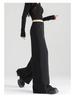 Women's 2025 Summer Black Wide-Leg Pants: Pear-Shaped, Slimming, High-End Drape, Loose Fit