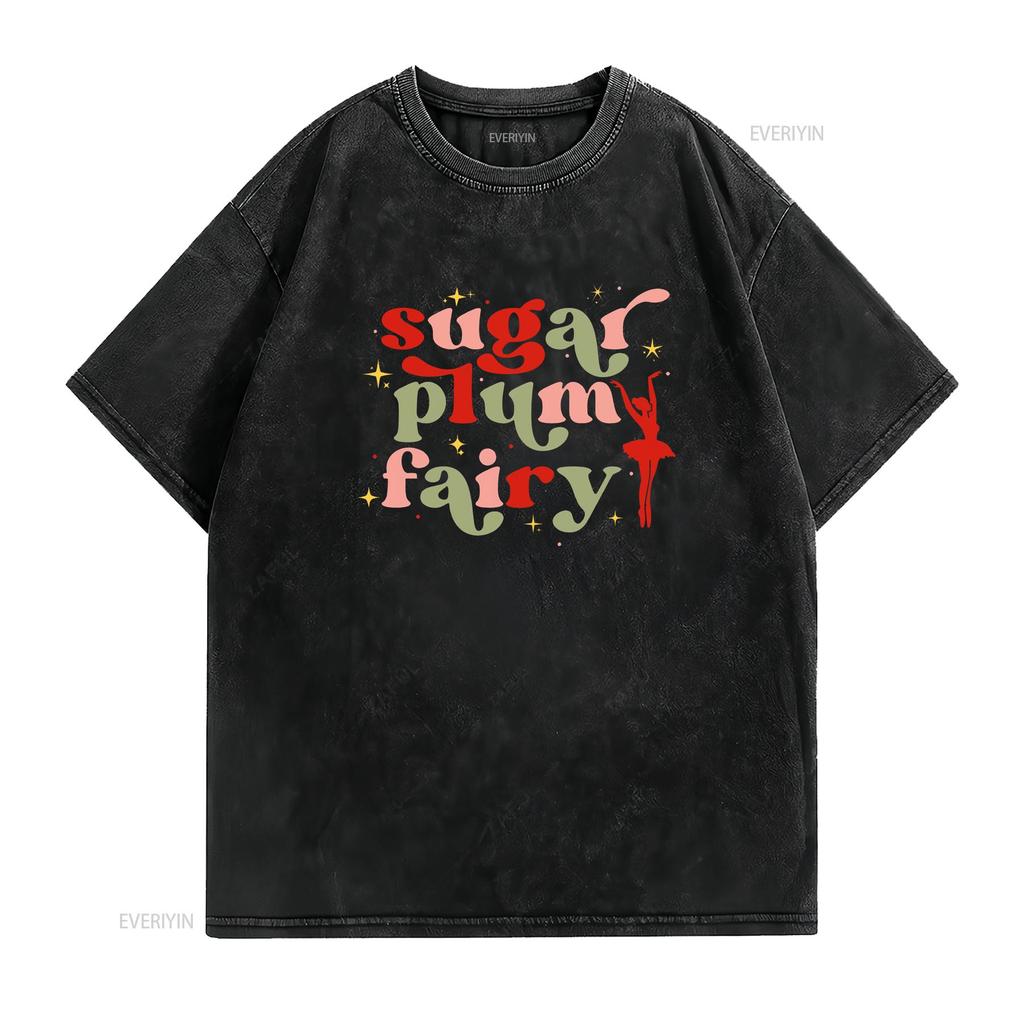 Sugar Plum Fairy T Shirt Retro Christmas Kids for Toddler Holiday Toddlers Girls Vintage Washed Casual Slightly Fashion